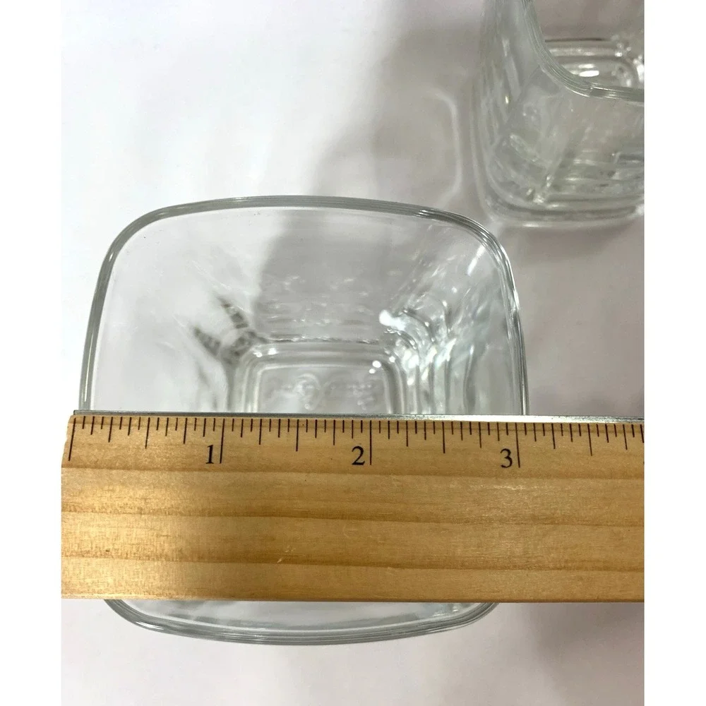 Crown‎ Royal Rocks Glasses X2 Heavy Square Flared Cocktail Lowball Tumblers EUC